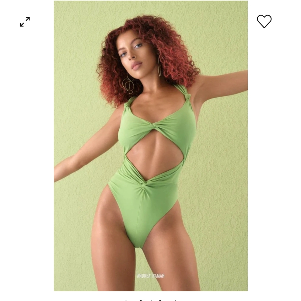 Andrea Iyamah Green Twist Cutout One-Piece Swimsuit
